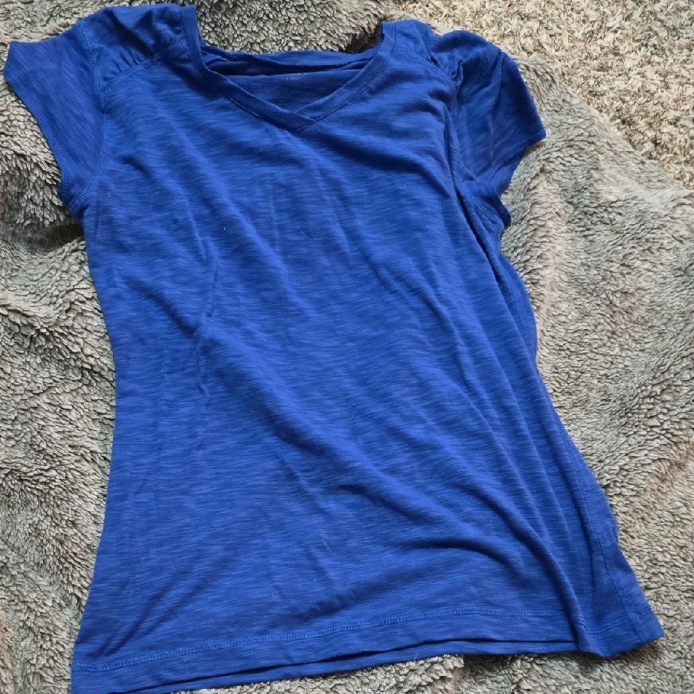 Women's Blue V-Neck Top